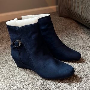 Blue Suede Zip Up Boots